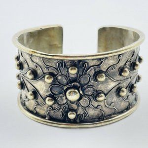 Brass Tone Wide Open Cuff Bracelet Womens Tribal Exotic Filigree Cosplay LARP